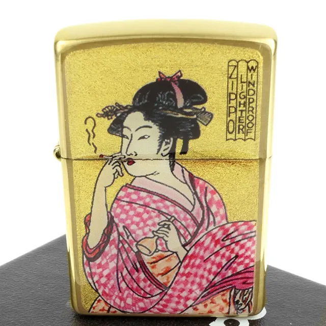【Zippo】日系~浮世繪-抽煙的女人-金箔和柄加工打火機