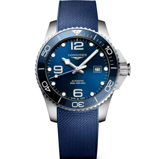【LONGINES 浪琴 正式授權】深海征服者浪鬼陶瓷潛水機械錶-藍x43mm(L3.782.4.96.9)