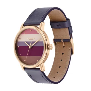 【COACH】簡約漸層莫蘭迪紫色系coach logo皮革錶帶時尚腕錶(14503581)