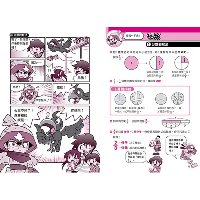 數學漫畫系列 分數 的寫法和乘除 圖形 的面積和體積計算 全套二冊 Momo購物網