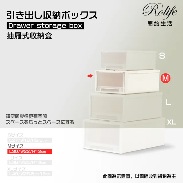 【RoLife 簡約生活】日系簡約風素色抽屜收納盒-M號(8L容量/無印風格/透明/可堆疊加/可組合/居家生活)