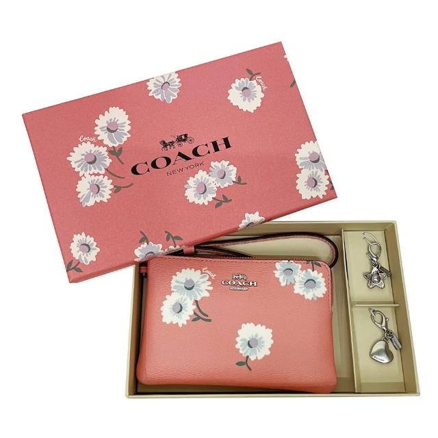 COACH【COACH】展示品花卉印花手拿零錢包(粉)