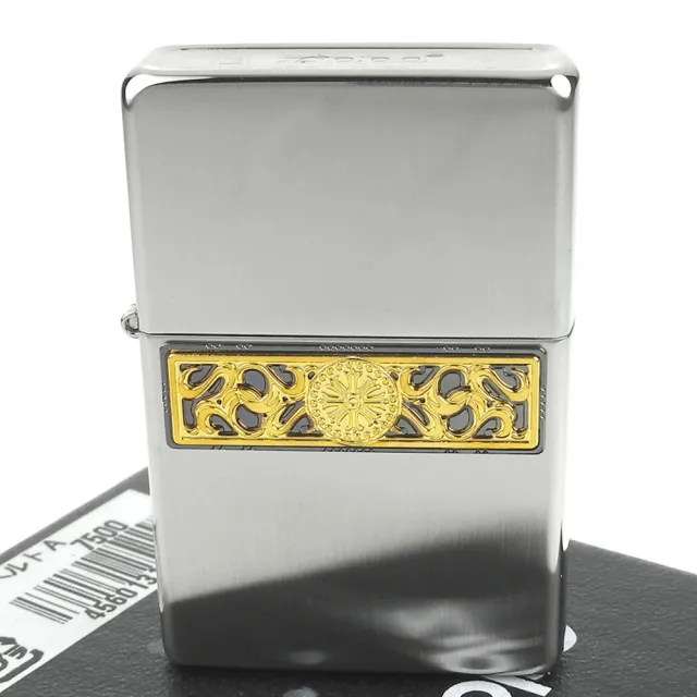 【Zippo】日系~Bottomz Up-唐草圖案-頂部Logo刻印加工打火機(鎳古美款)