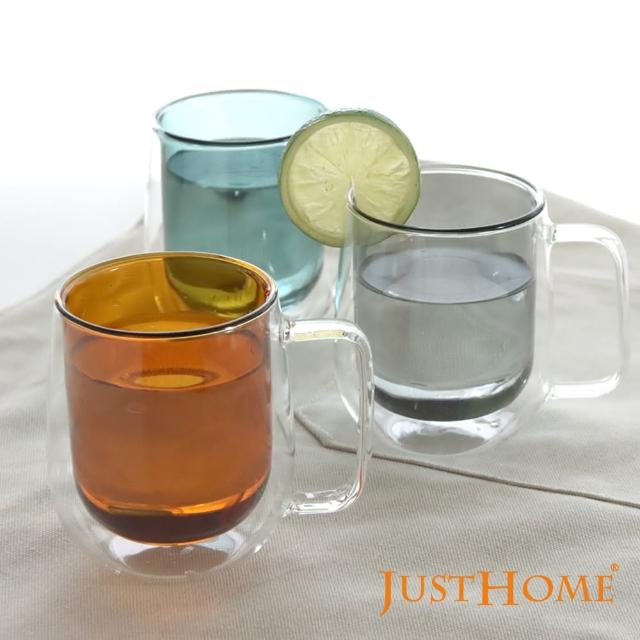 【Just Home】Just Home清透雙層耐熱玻璃杯250ml/2入組-有把手(玻璃杯、耐熱玻璃)