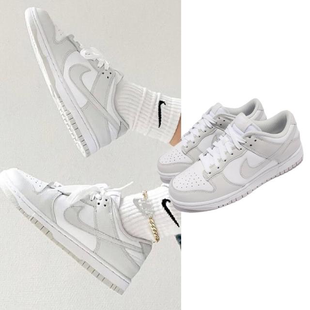 【NIKE 耐吉】休閒鞋 Dunk Low 運動 女鞋 經典款 滑板 休閒穿搭 皮革 灰 白(DD1503-103)