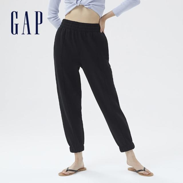 GAP【GAP】女裝 高腰刷毛運動休閒長褲(747165-黑色)