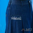 【maru.a】MU 鬍子刺繡休閒牛仔長裙(深藍)