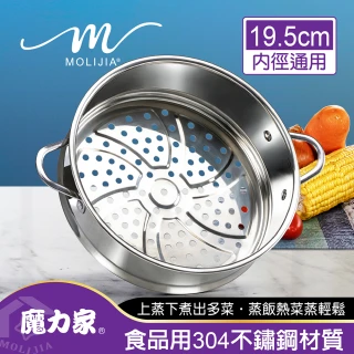 【MOLIJIA 魔力家】M1812-304不鏽鋼蒸籠(蒸籠/19.5cm內徑通用)