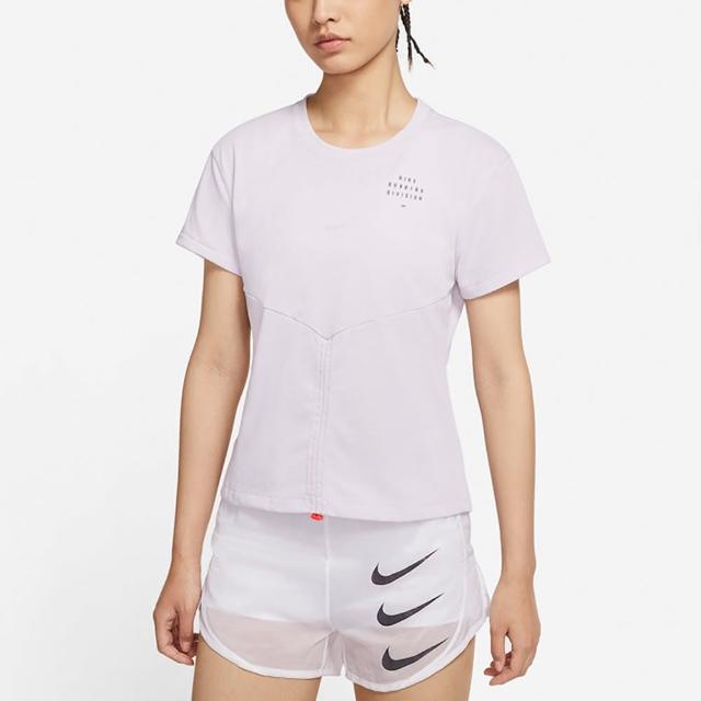 NIKE 耐吉【NIKE 耐吉】短袖上衣 AS W NK DF RUN DVN TOP SS RCHD 女款 粉紫(DD5316511)