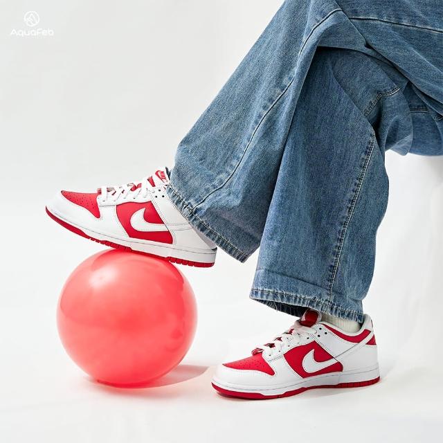 【NIKE 耐吉】Dunk Low GS University Red 大童 白紅 低筒 經典 休閒鞋 CW1590-600(大學紅)