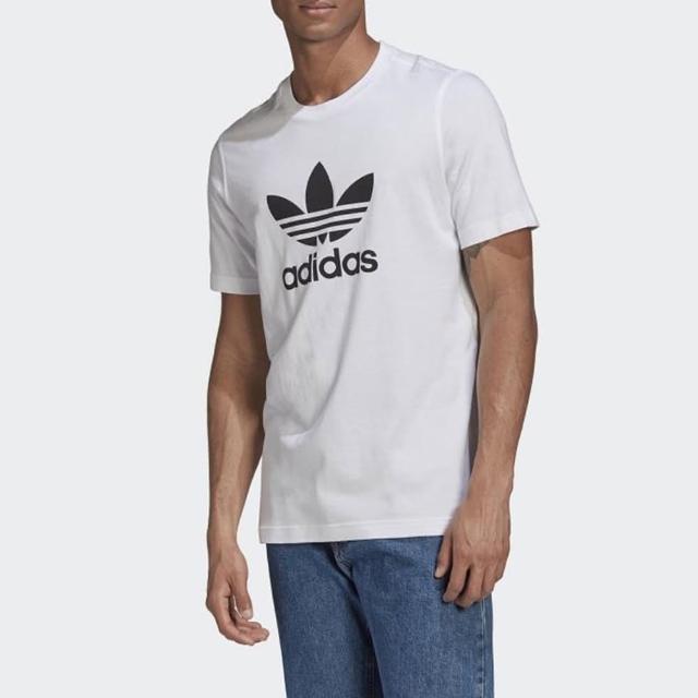 adidas 愛迪達【adidas 愛迪達】上衣 男款 運動 健身 慢跑 三葉草 TREFOIL T-SHIRT 白 GN3463