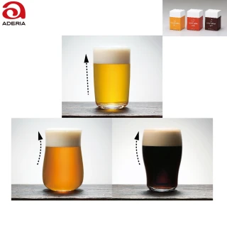 【ADERIA】日本薄口強化啤酒杯 三件組 三款各一 玻璃杯(啤酒杯 玻璃杯)
