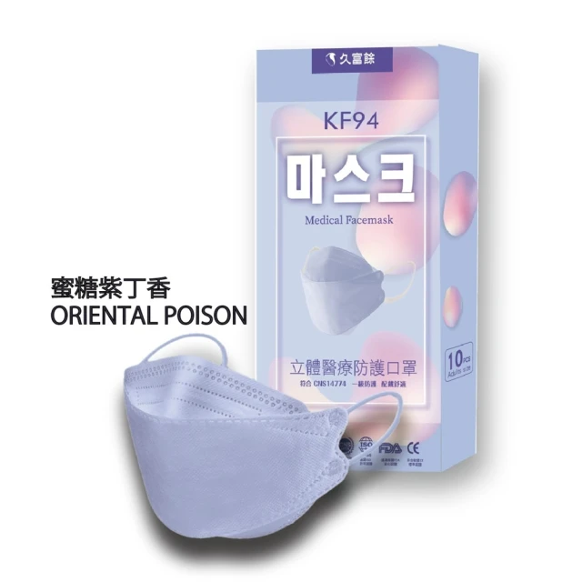 【久富餘】韓版KF94成人3D醫療口罩(特殊色 KF94 10入/盒)