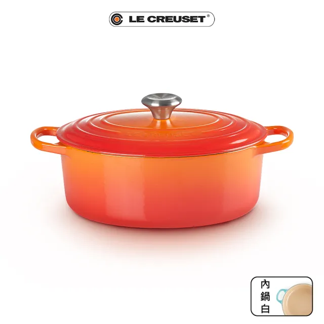 Le Creuset 典藏琺瑯鑄鐵鍋橢圓鍋25cm 火焰橘 鋼頭 Momo購物網