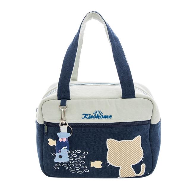 KIRO 貓【KIRO 貓】背影貓 鋪棉 拼布包/手提包/野餐便當袋(810119)