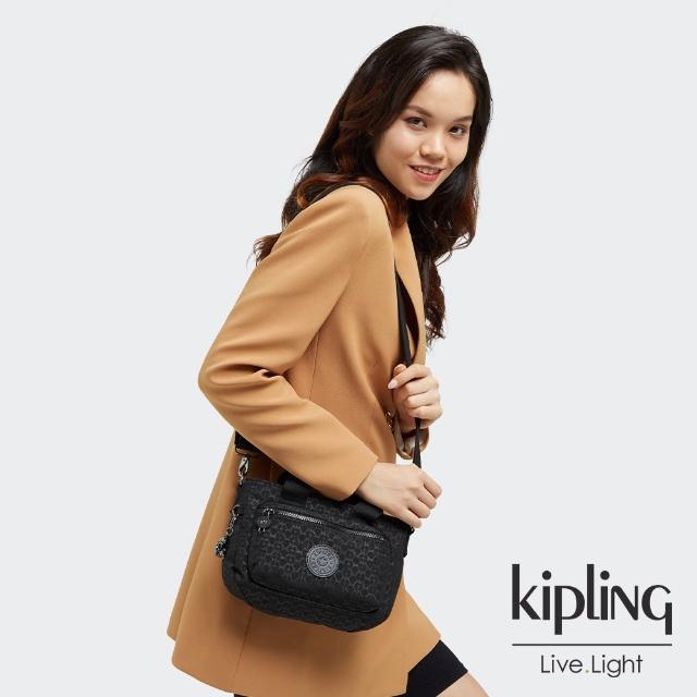KIPLING【KIPLING】經典黑菱格紋印花簡約大方手提肩背包-MIHO MINI