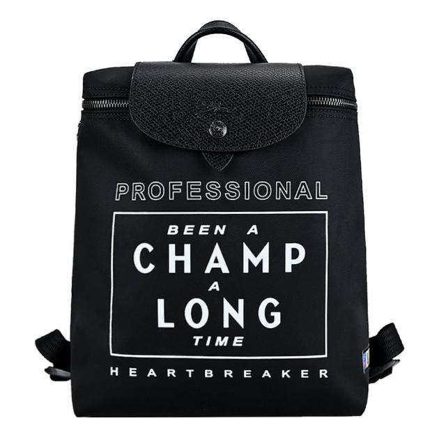LONGCHAMP【LONGCHAMP】EU王者聯名EU聯名LE PLIAGE系列尼龍後背包(黑)