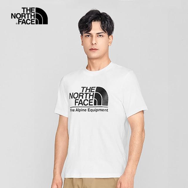 【The North Face】The North Face北面男女款白色胸前印花圓領短袖T恤｜7QOIFN4