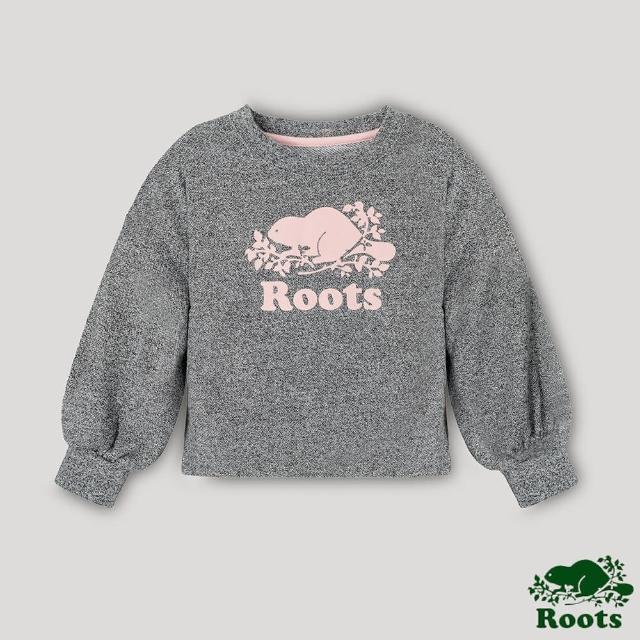 【Roots】Roots小女童- 椒鹽灰系列 蓬袖圓領上衣(灰色)