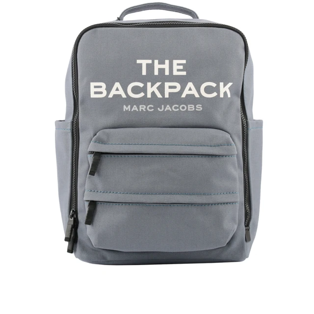 【MARC JACOBS 馬克賈伯】The Backpack 帆布雙拉鍊方形後背包(影子藍)