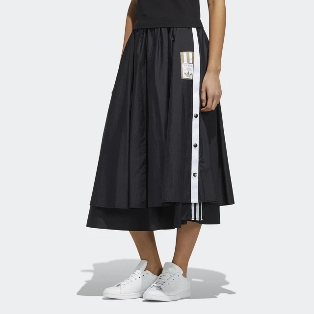 【adidas 愛迪達】長裙 女款 運動 寬鬆 三葉草 國際尺寸 Skirt Adibreak 黑 HC6566