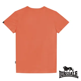 【LONSDALE 英國小獅】極簡植絨LOGO短袖T恤(橘色LT003)