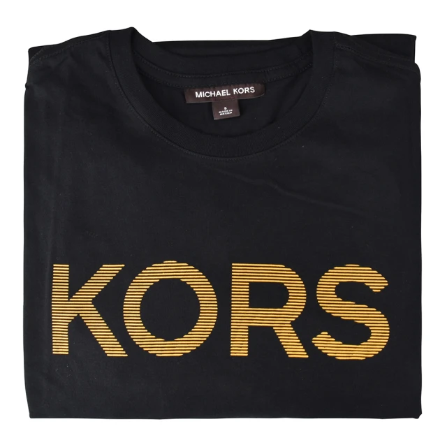 【Michael Kors】MICHAEL KORS金字LOGO棉質T-Shirt(黑)