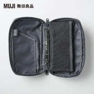 【MUJI 無印良品】聚酯纖維護照夾附網眼收納袋.灰/約22.5×12×3.5cm