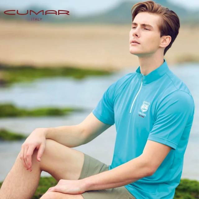 CUMAR【CUMAR】男裝拉鍊素色POLO衫/218222(吸濕排汗)