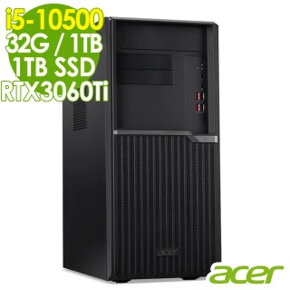 【Acer 宏碁】VM4670G 繪圖工作站 i5-10500/32G/1TSSD+1TB/RTX3060Ti 8G/500W/W10P(六核心 獨顯商用電腦)