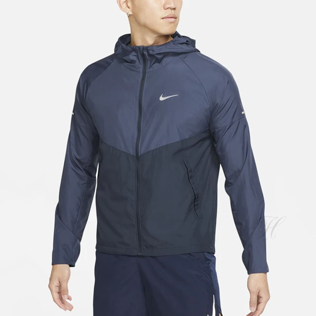 NIKE 耐吉【NIKE 耐吉】外套 男 連帽 運動 風衣外套 AS M NK RPL MILER JKT 藍 DD4747-437