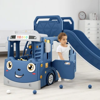【ego life】可愛巴士造型兒童室內二合一組合滑梯家用玩具多功能寶寶汽車溜滑梯