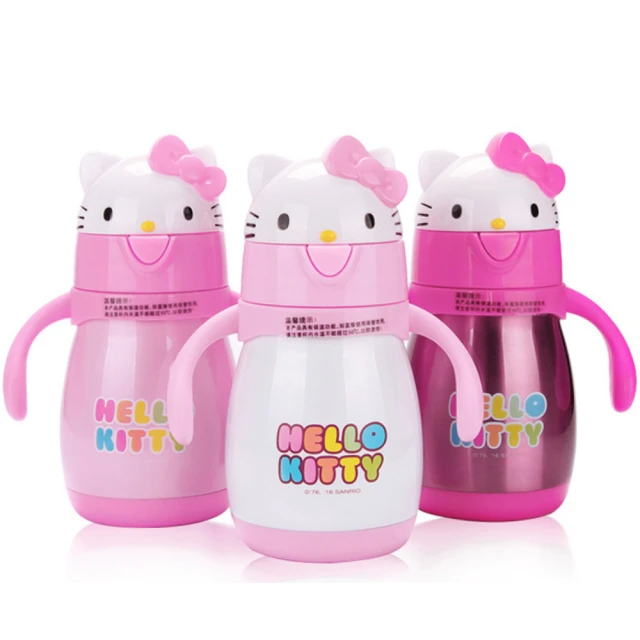 HELLO KITTY 兩用保冷/保溫 吸管式兒童學習水壺260ML(平輸品)