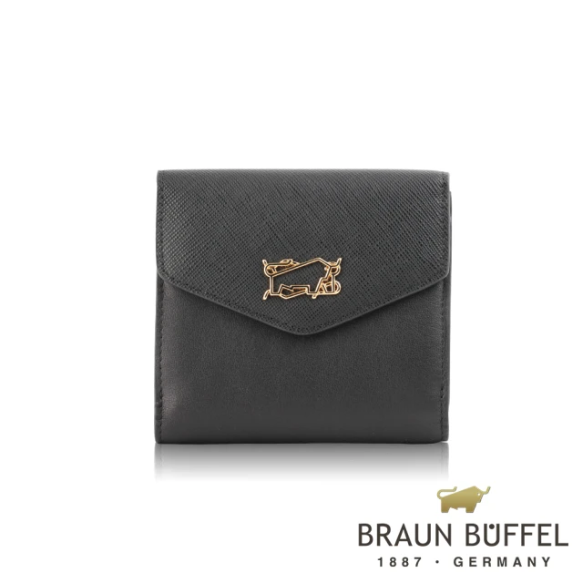 BRAUN BUFFEL 德國小金牛【BRAUN BUFFEL 德國小金牛】SUPERSTAR系列6卡兩折中夾 - 黑色