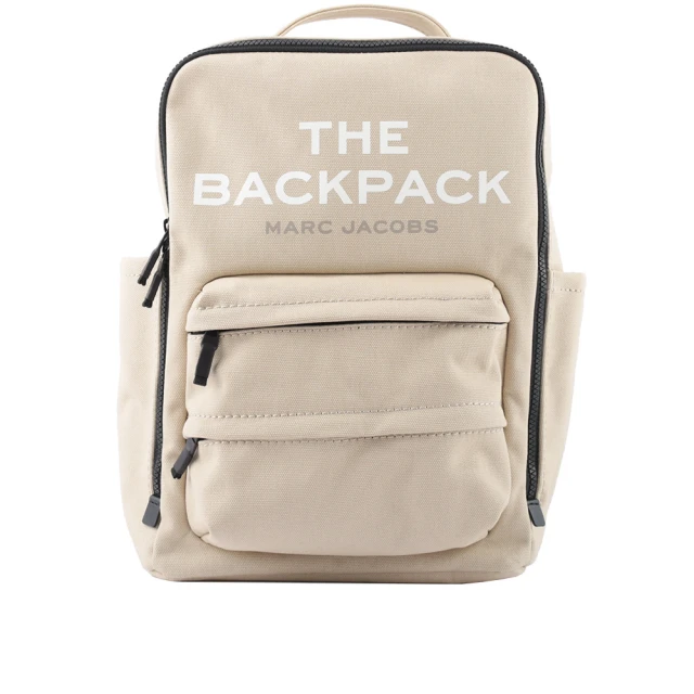 【MARC JACOBS 馬克賈伯】The Backpack 帆布雙拉鍊方形後背包(米色)