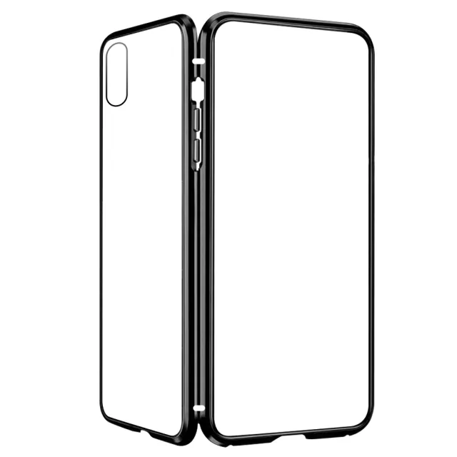 iPhoneX XS 金屬全包覆磁吸雙面9H鋼化膜手機保護殼(X手機殼 XS手機殼)