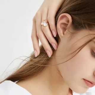 【點睛品】全18K Daily Luxe 鏤空蝶羽 珍珠貝母18K玫瑰金戒指