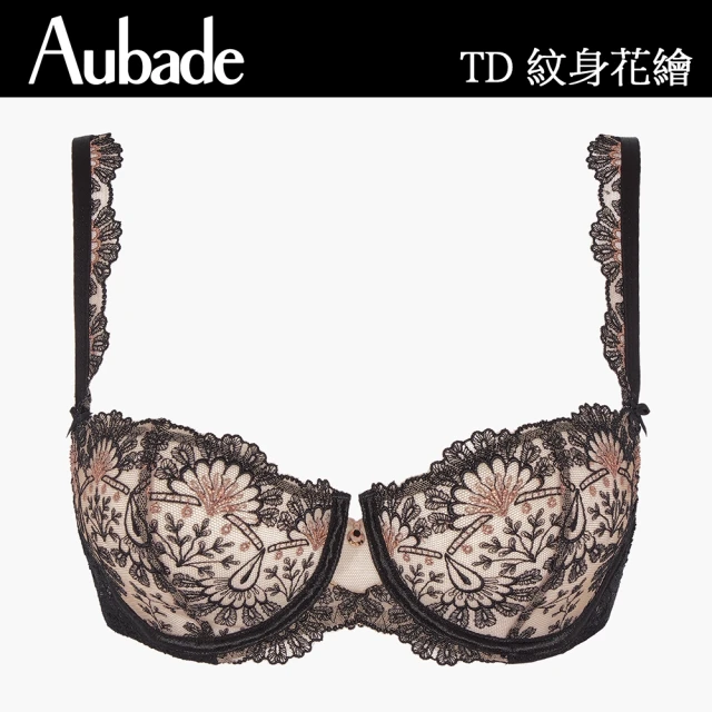 【Aubade】紋身花繪刺繡無襯內衣-TD(黑.紅)