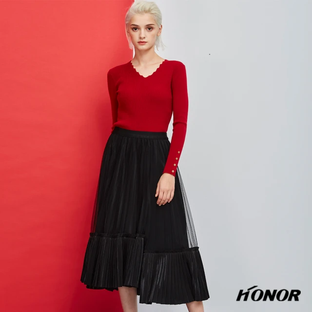 HONOR 山形屋【HONOR 山形屋】多層次拼接優雅長裙