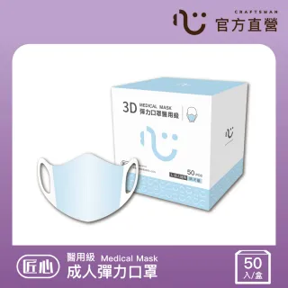 【匠心】成人3D立體醫療口罩-藍色(50入/盒)