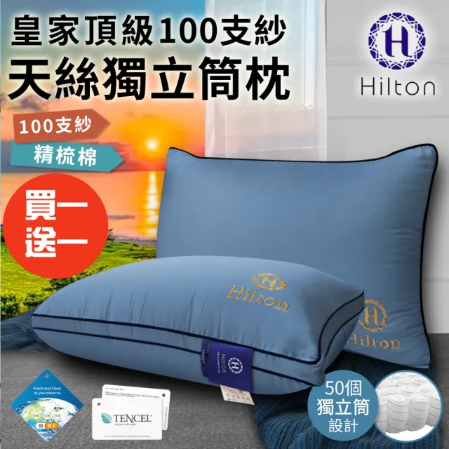【Hilton希爾頓】皇家頂級天絲獨立筒枕2顆-直播限定/