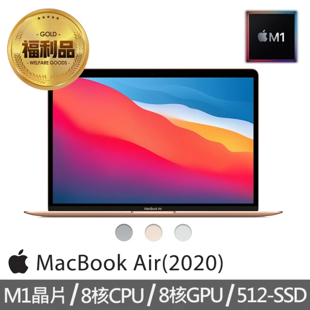 【Apple 蘋果】『認證福利品』MacBook Air 13.3吋 8核心CPU 與 8核心GPU 512G SSD(M1晶片)