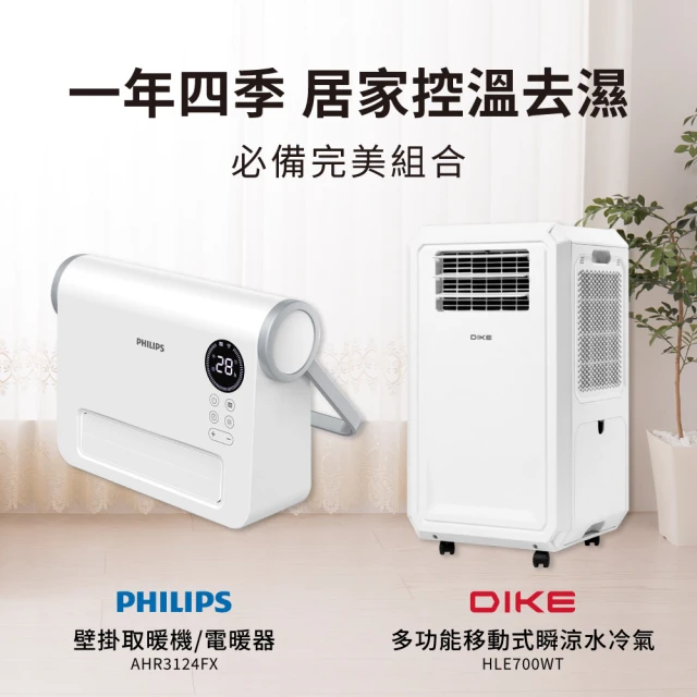 Philips 飛利浦 2入組-壁掛暖風機/陶磁電暖器-可遙