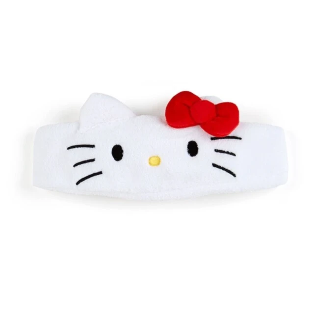 【小禮堂】Hello Kitty 絨毛束髮帶 《大臉款》(平輸品)