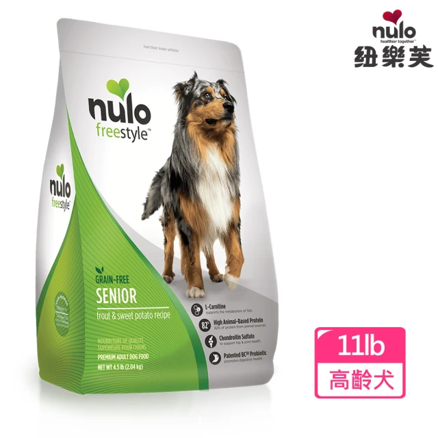 【NULO 紐樂芙】無穀高肉量高齡犬-黃金鱒魚+鹽酸鹽葡萄糖胺/11LB