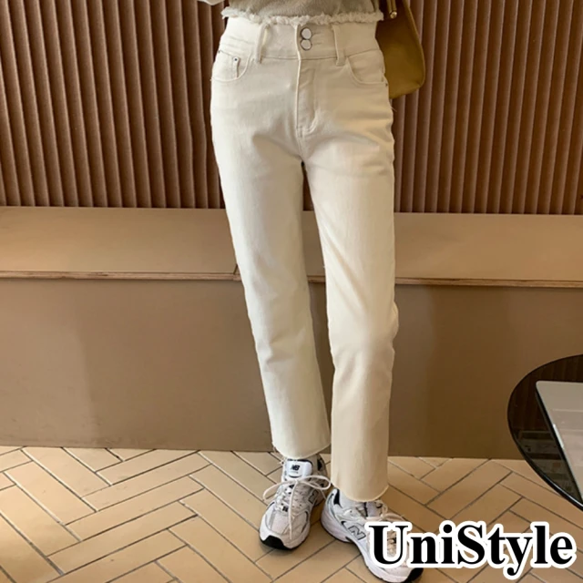 UniStyle【UniStyle】雙11韓系高腰顯瘦百搭直筒九分煙管褲牛仔褲 女 CYK4067(白)