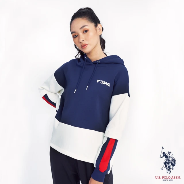 【U.S. POLO ASSN.】女款潮流帽T-藏藍色(熱銷經典)