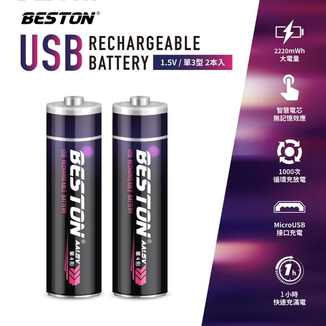第03名 【BESTON】可充式超級電容電池3號AA電池組-2AM-60(2入裝)