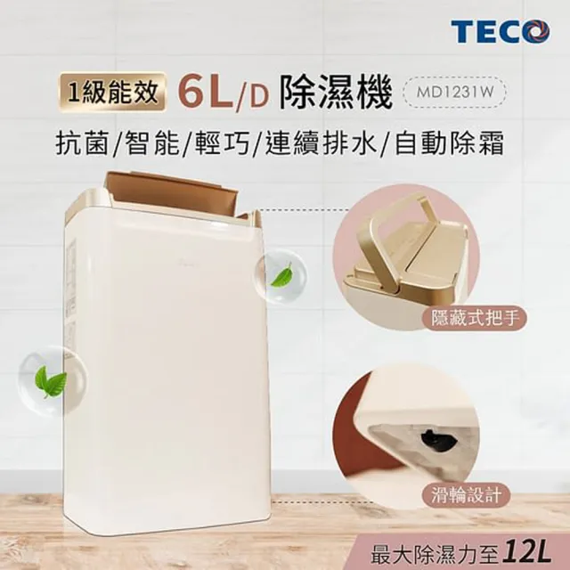 Teco 東元 一級能效6公升除濕機 Md1231w Momo購物網