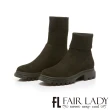 【FAIR LADY】軟實力 素面異材質拼接襪套短靴(黑反絨、7A2443)